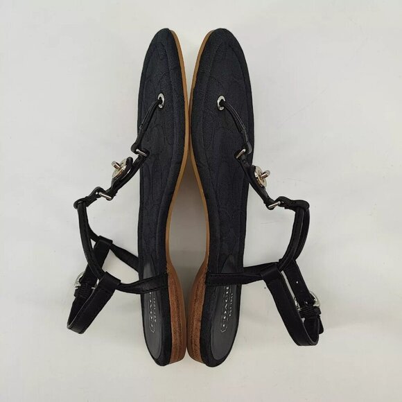 Coach Women's Robyn Signature Black Thong T-Strap Sandals Size 7B US - Picture 7 of 9